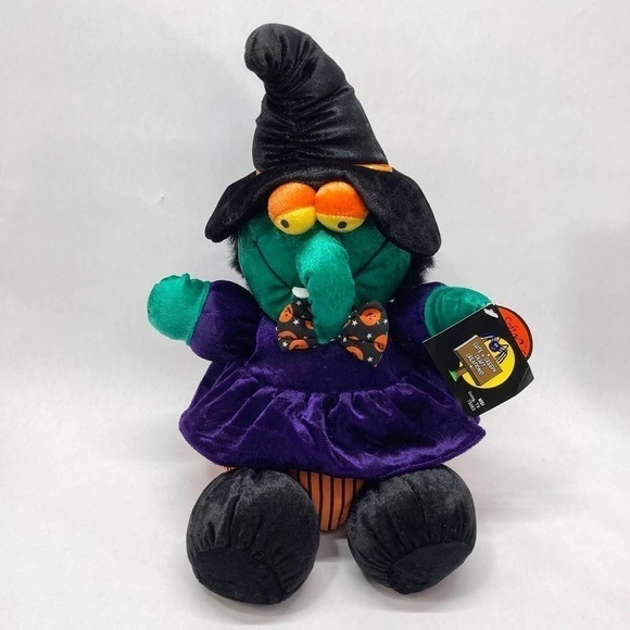 VINTAGE 1994 Dandee Velour Witch Halloween Plush Stuffed Animal Soft Expressions - Picture 1 of 9